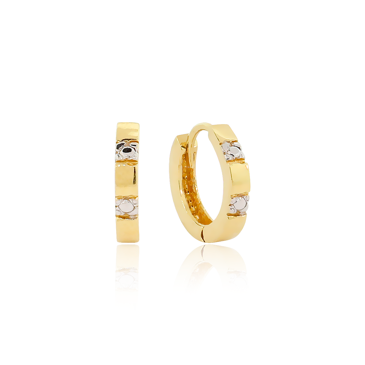 Brinco Argola em Ouro Amarelo 18k e Branco