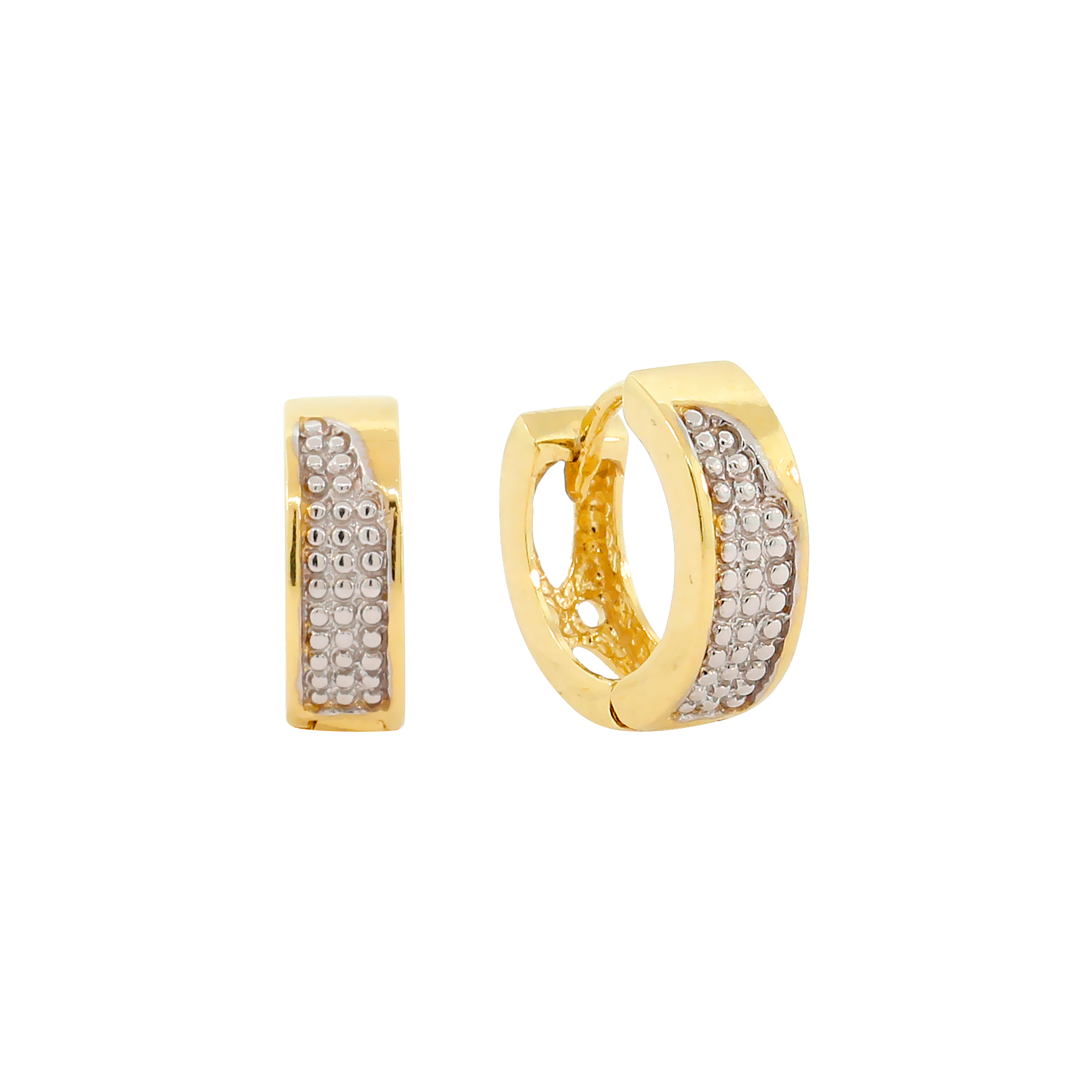 Brinco Argola Mavie em Ouro Amarelo 18k e Branco