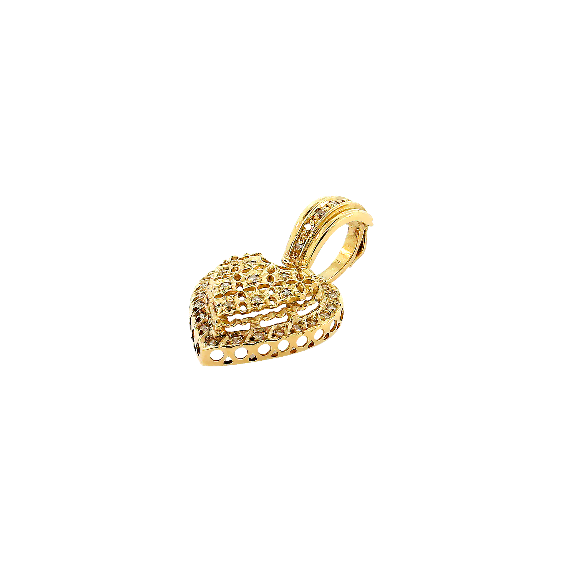 Pingente Coração Vivaz em Ouro Amarelo 18k e Diamantes