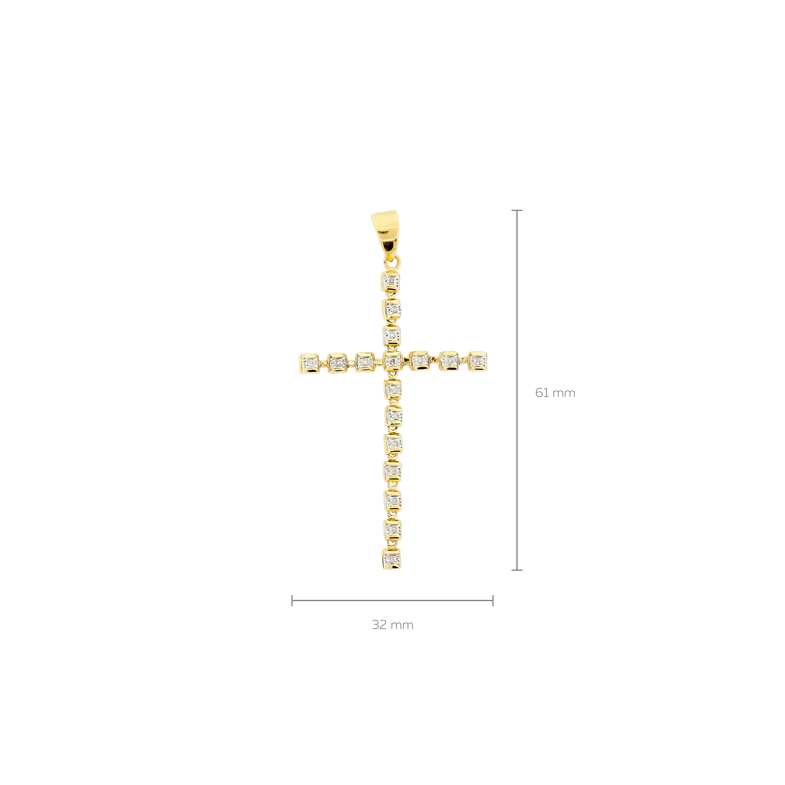 Pingente Cruz Mavie em Ouro Amarelo 18k e Diamantes